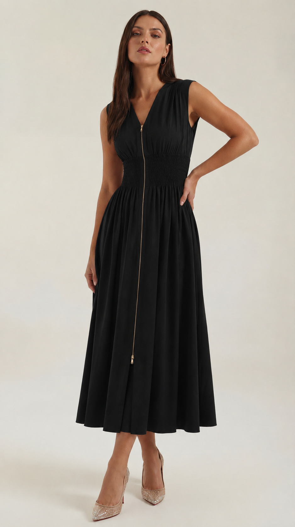 Valeria |  Vestido midi con escote en V
