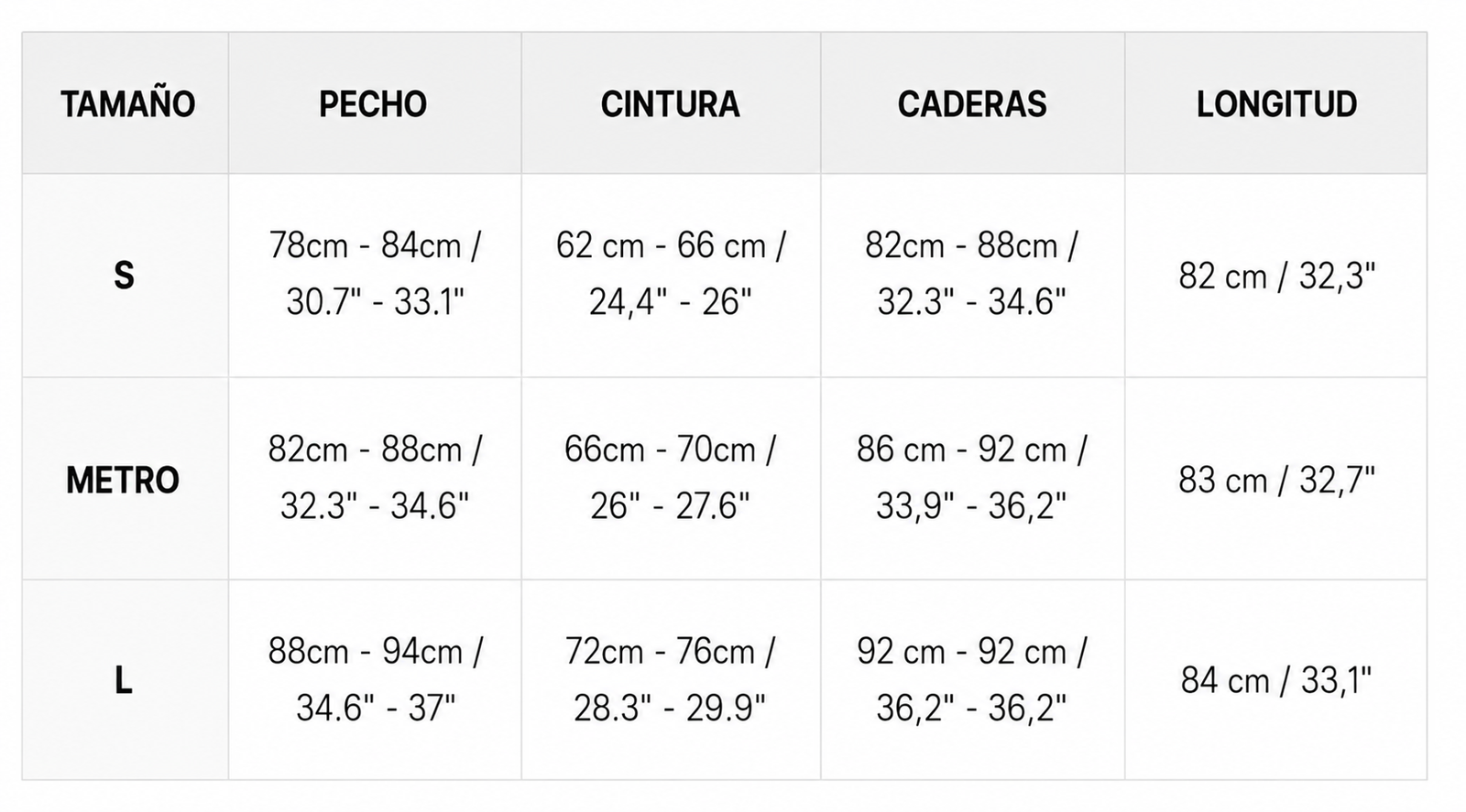 Tabla de tallas de Victoria | Minivestido de piel sintética