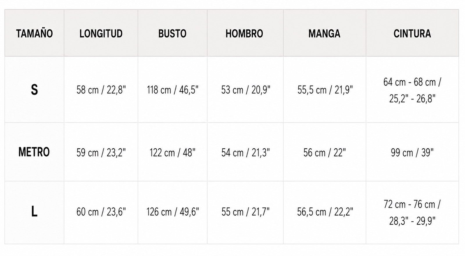 Tabla de tallas de Alma | Top con efecto transparente