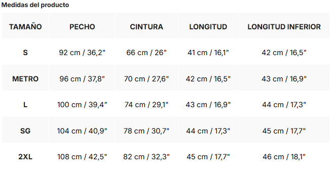 Tabla de tallas de Nía | Conjunto de falda, chaleco y blazer