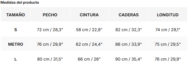 Tabla de tallas de Nadia | Vestido corto de tul cuello alto