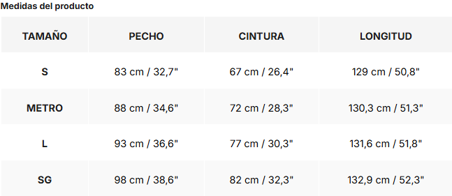 Tabla de tallas de Laura | Vestido Maxi con aberturas