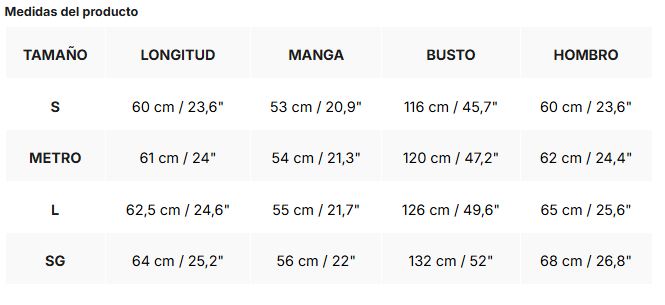 Tabla de tallas de Roma | Jersey de punto a rayas