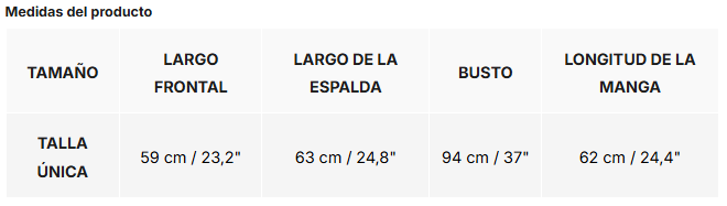 Tabla de tallas de Diana | Cárdigan peplum abotonado