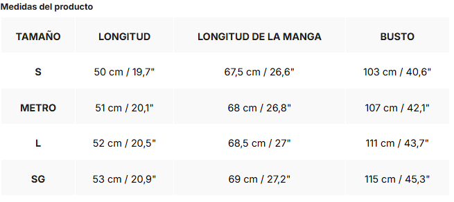 Tabla de tallas de Paula | Suéter de punto grueso con cuello