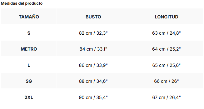 Tabla de tallas de Alba | Blusa con escote en V