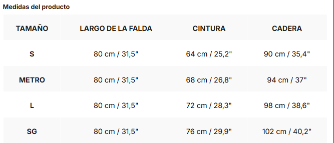 Tabla de tallas de Teresa | Falda midi de algodón fruncido