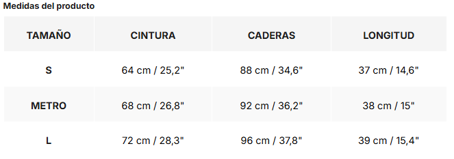 Tabla de tallas de Fiona | Falda de corte A
