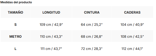 Tabla de tallas de Clai | Pantalones rectos de talle alto