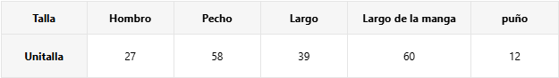Tabla de tallas de Carla | Conjunto ajustado