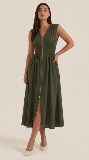 Valeria |  Vestido midi con escote en V