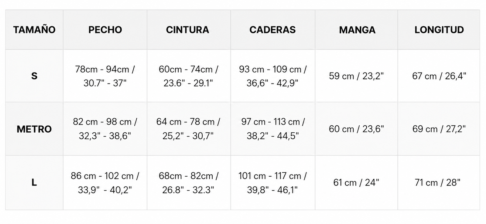 Tabla de tallas de Cintia | Minivestido con hombros descubiertos