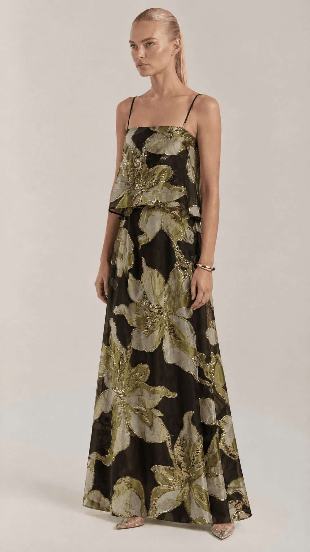 Berta | Vestido Maxi De Tirantes Florales Negros