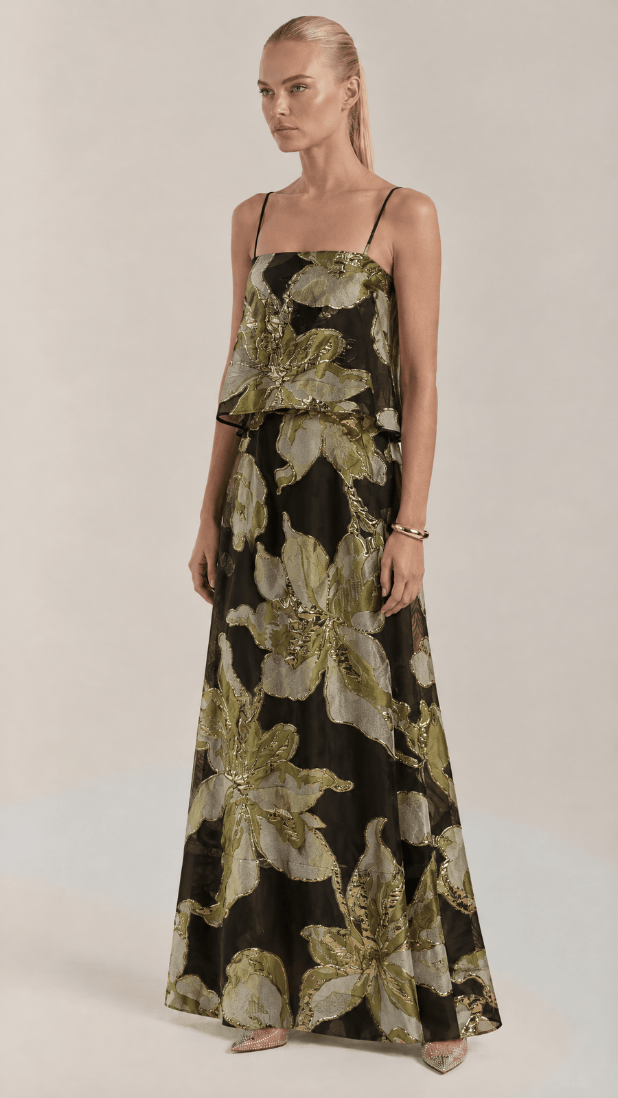Berta | Vestido Maxi De Tirantes Florales Negros