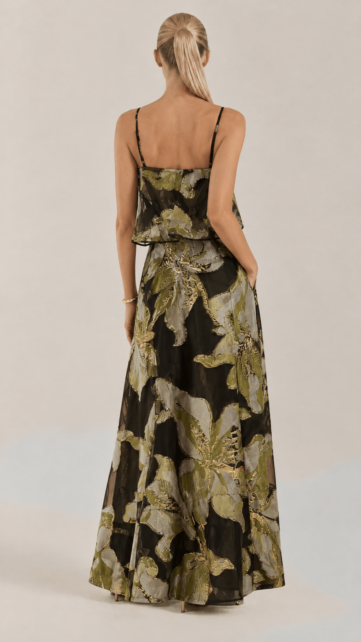 Berta | Vestido Maxi De Tirantes Florales Negros