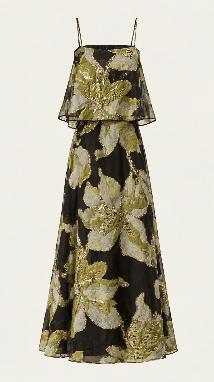 Berta | Vestido Maxi De Tirantes Florales Negros