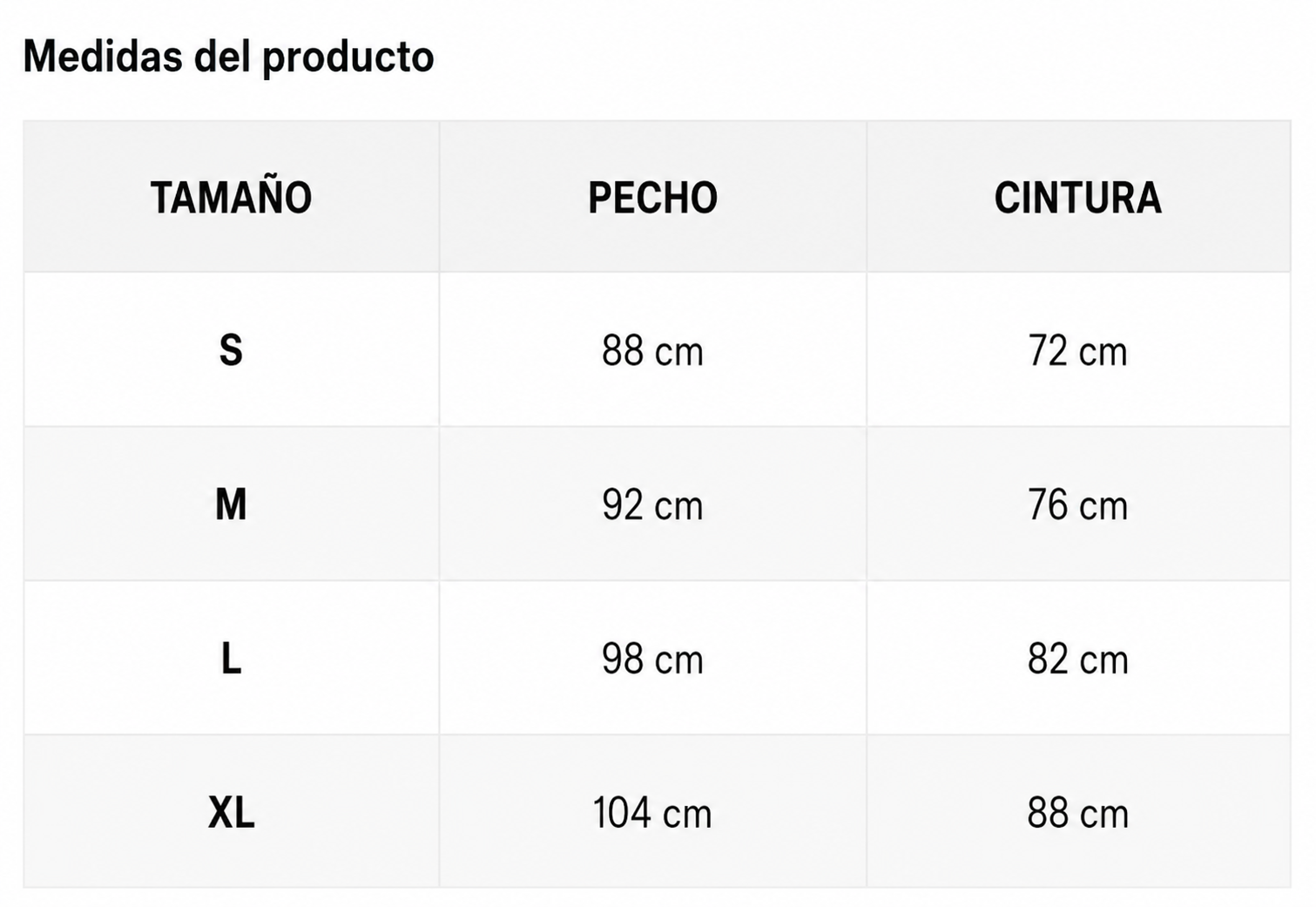 Tabla de tallas de Alba | Vestido maxi sin espalda