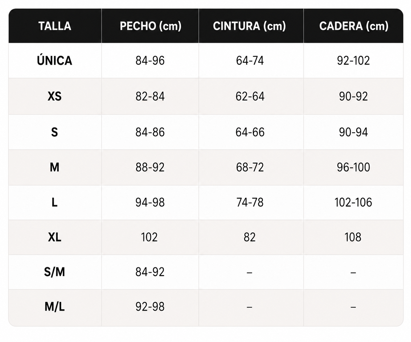Tabla de tallas de Anika | Conjunto fluido con rayas