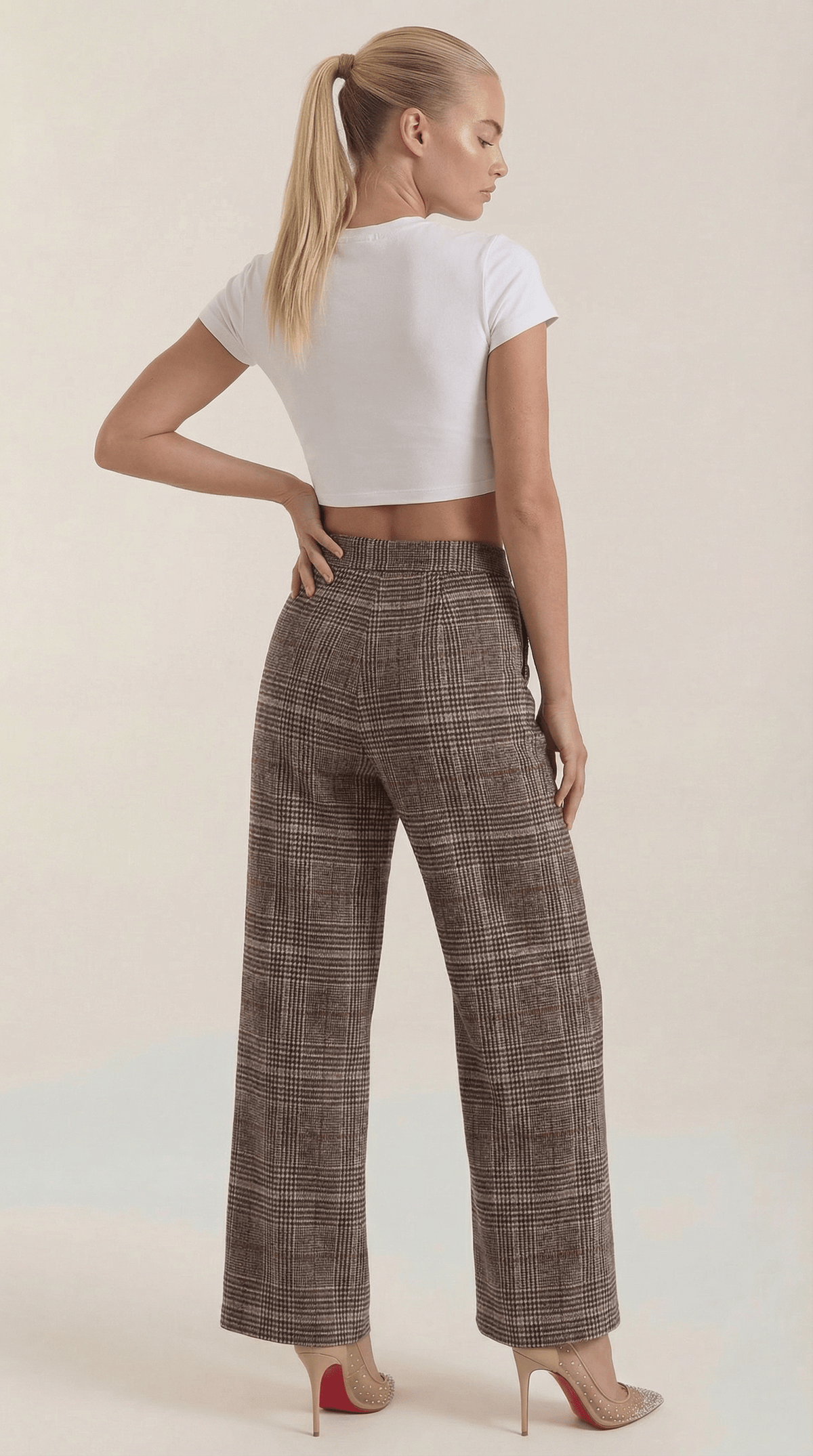 Nerea | Pantalones de cuadros de talle alto - Mia Atelier