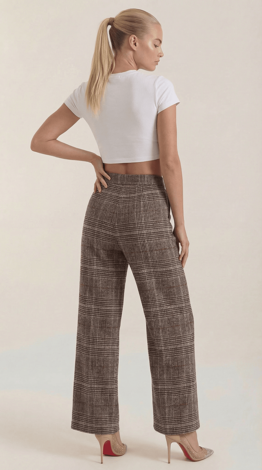 Nerea | Pantalones de cuadros de talle alto - Mia Atelier