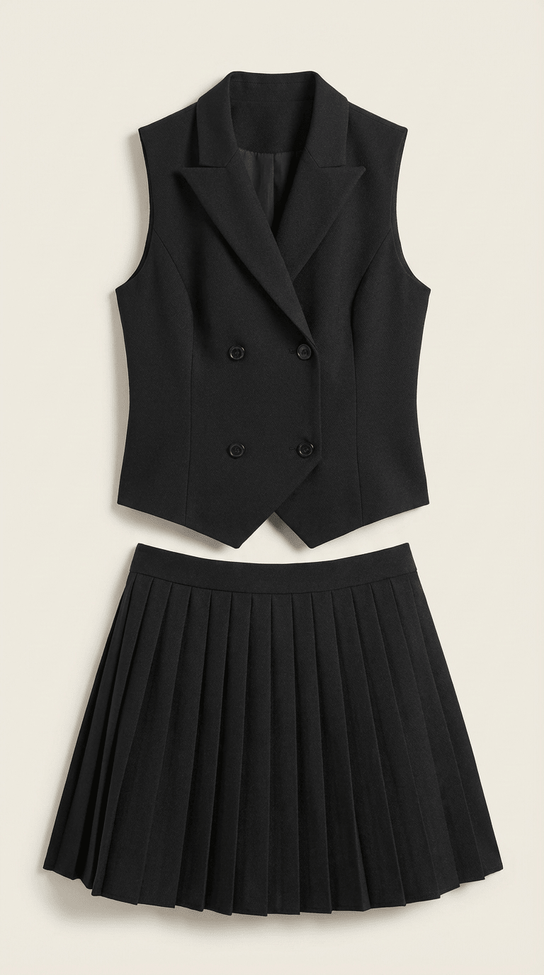 Nía | Conjunto de falda, chaleco y blazer