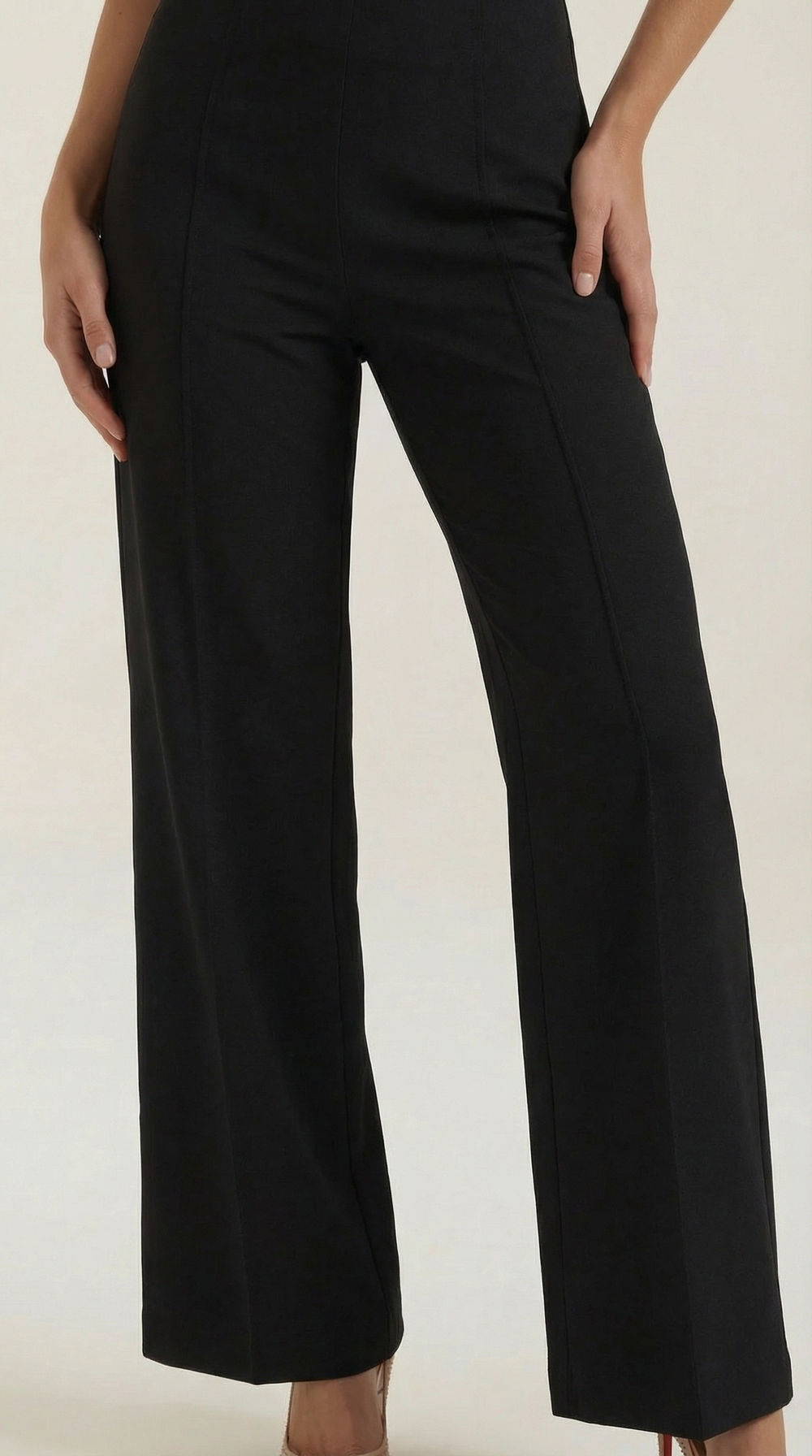 White | Pantalones anchos de talle medio