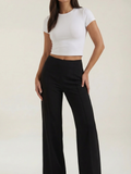 White | Pantalones anchos de talle medio