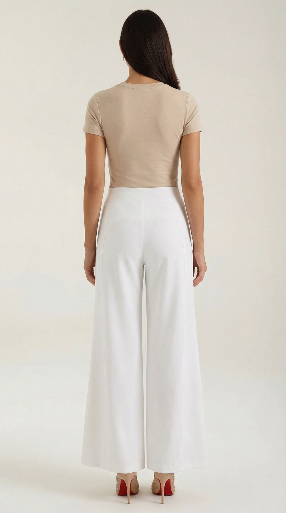 White | Pantalones anchos de talle medio