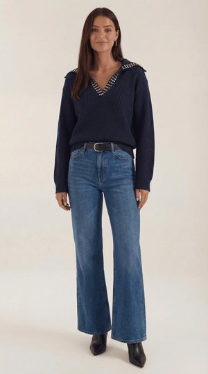 Daniela | Jersey de lana con cuello de tachuelas