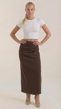 Teresa | Falda midi de algodón fruncido