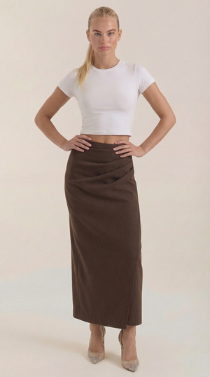 Teresa | Falda midi de algodón fruncido