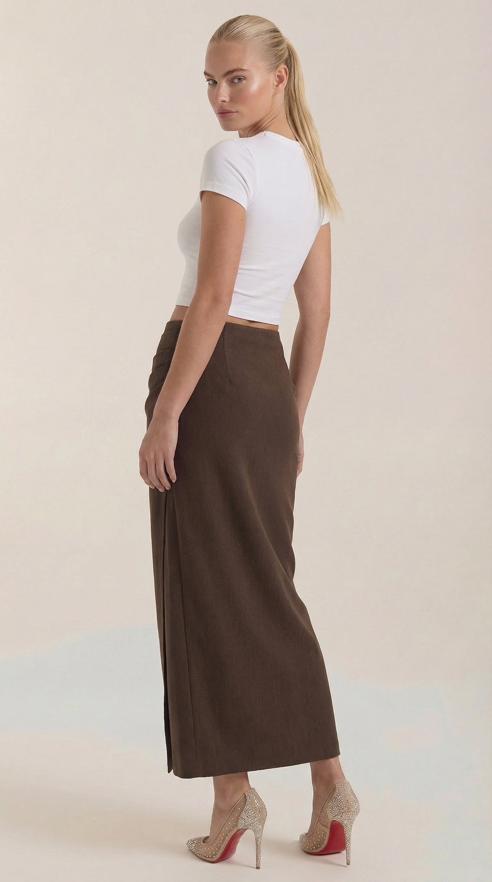 Teresa | Falda midi de algodón fruncido