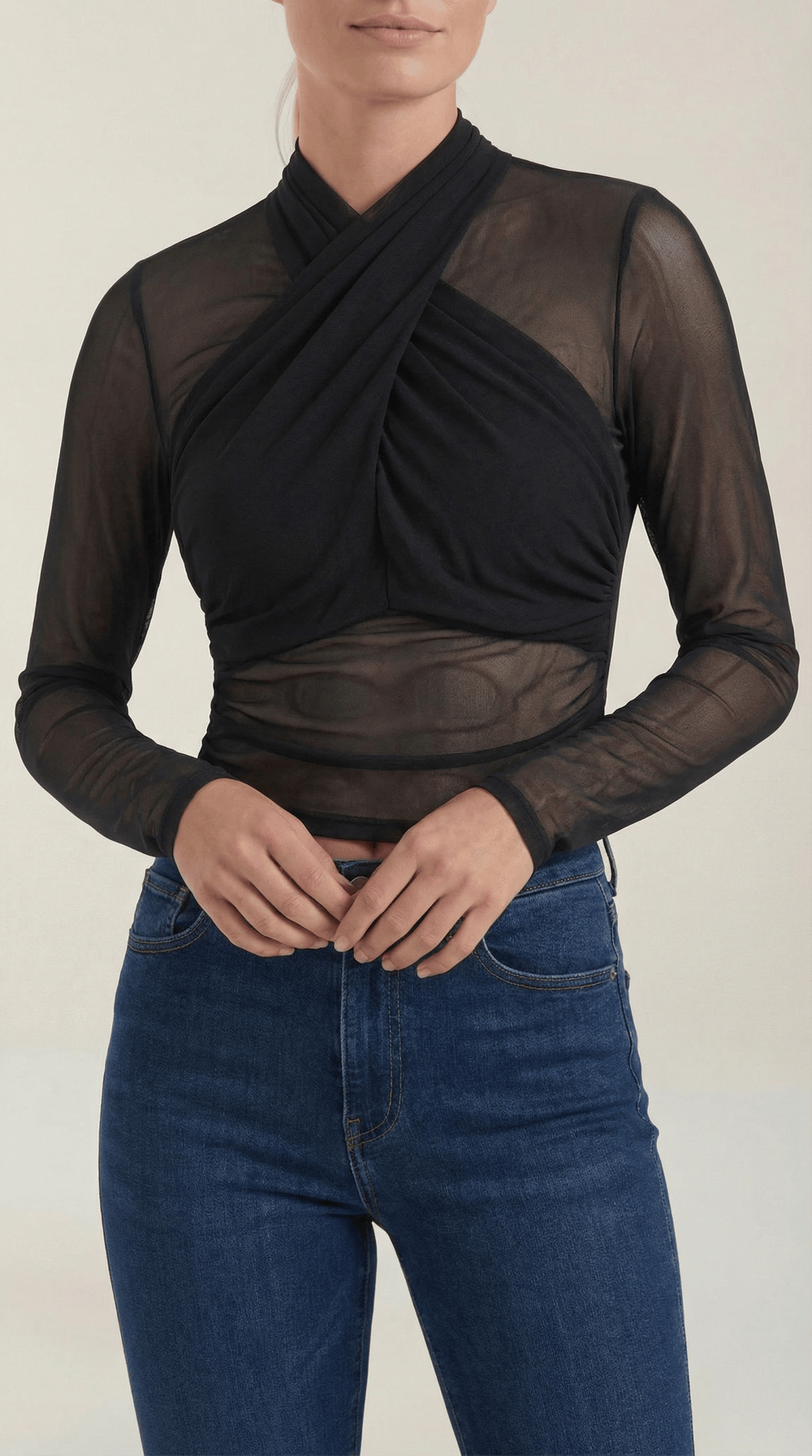 Georgina | Top cruzado de malla transparente