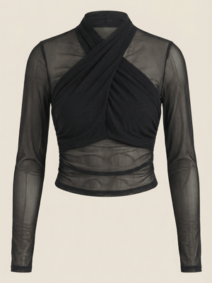 Georgina | Top cruzado de malla transparente
