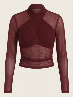 Georgina | Top cruzado de malla transparente