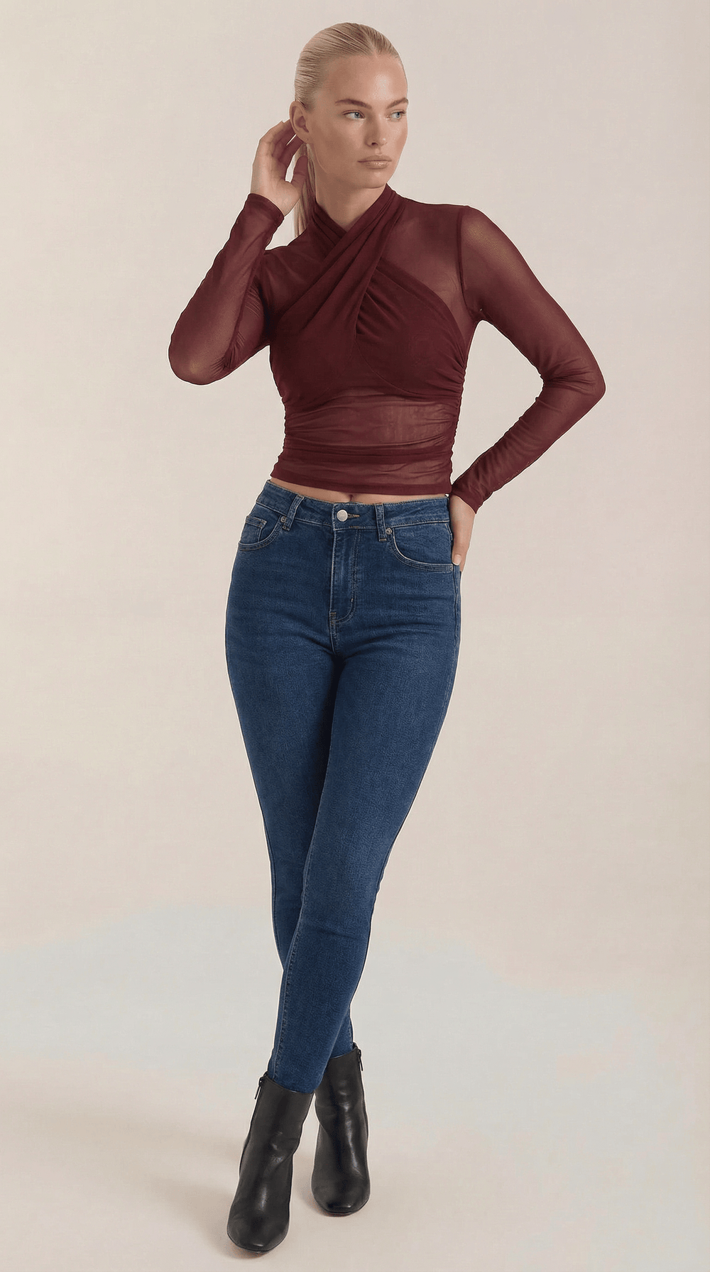 Georgina | Top cruzado de malla transparente