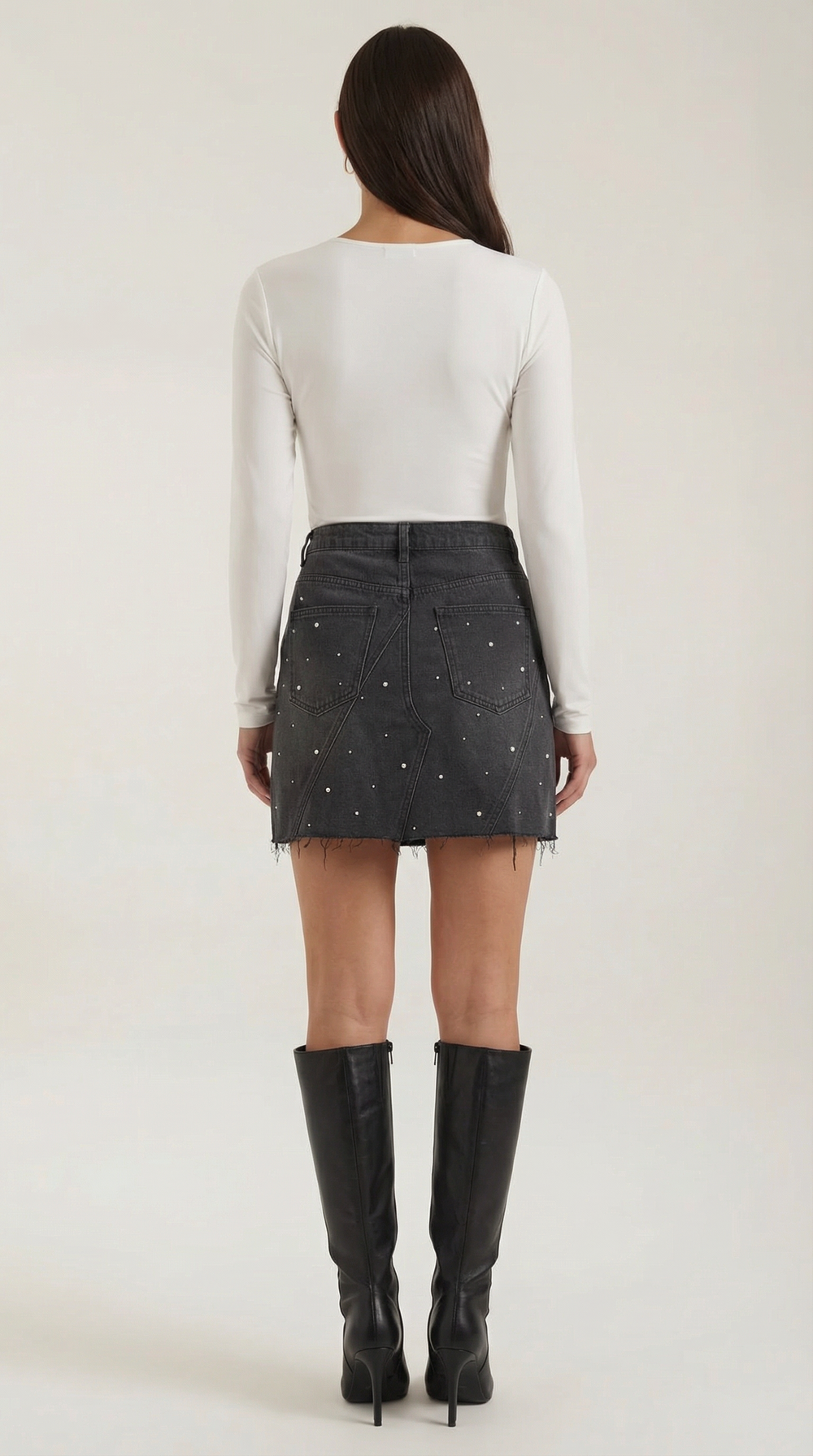 Kaia | Falda vaquera con perlas