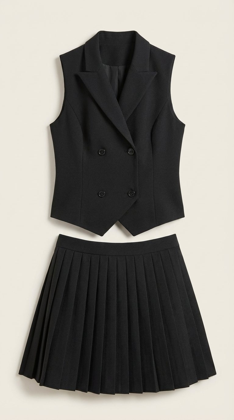 Nía | Conjunto de falda, chaleco y blazer