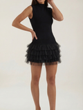Nadia | Vestido corto de tul cuello alto
