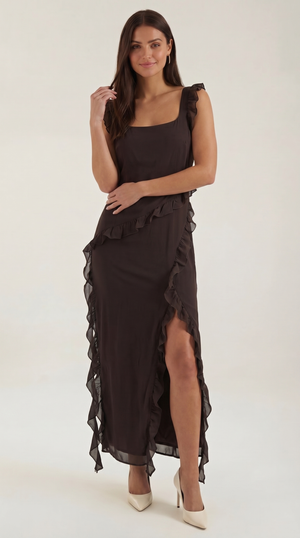 Lara | Vestido maxi con volantes