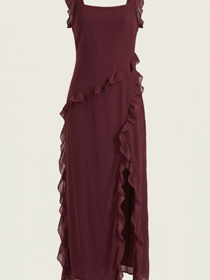 Lara | Vestido maxi con volantes