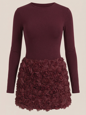 Cintia | Minivestido texturizado con rosas