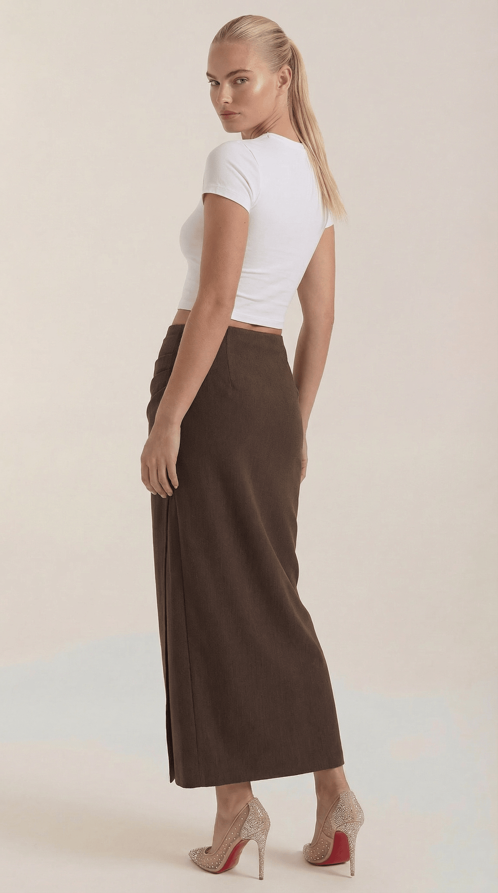 Teresa | Falda midi de algodón fruncido