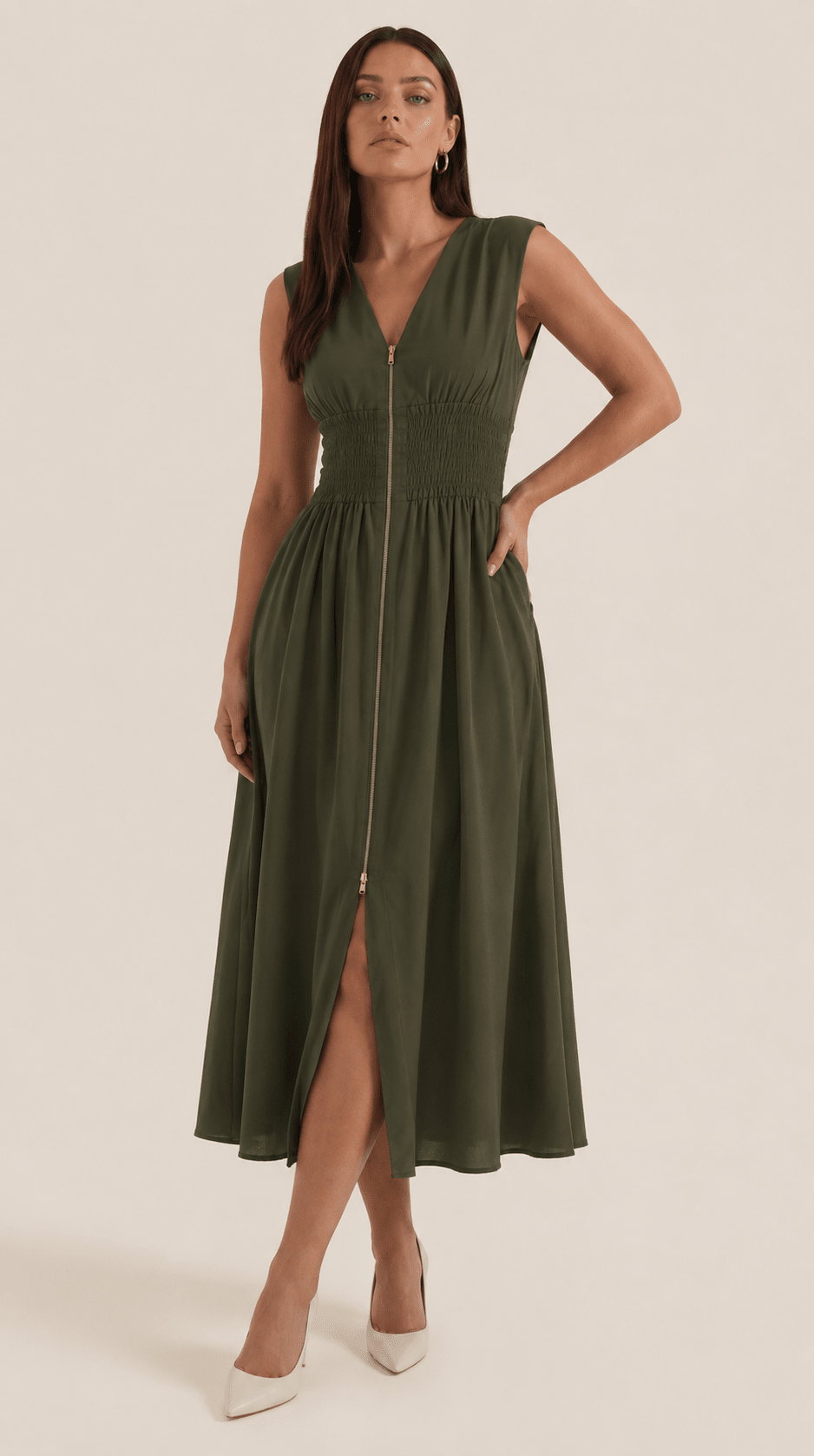 Valeria |  Vestido midi con escote en V