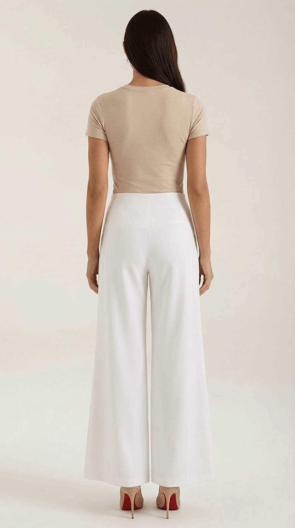 White | Pantalones anchos de talle medio